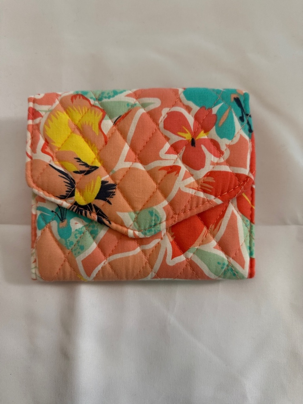 Vera Bradley Quilted Floral Wallet in Coral, Teal, Yellow